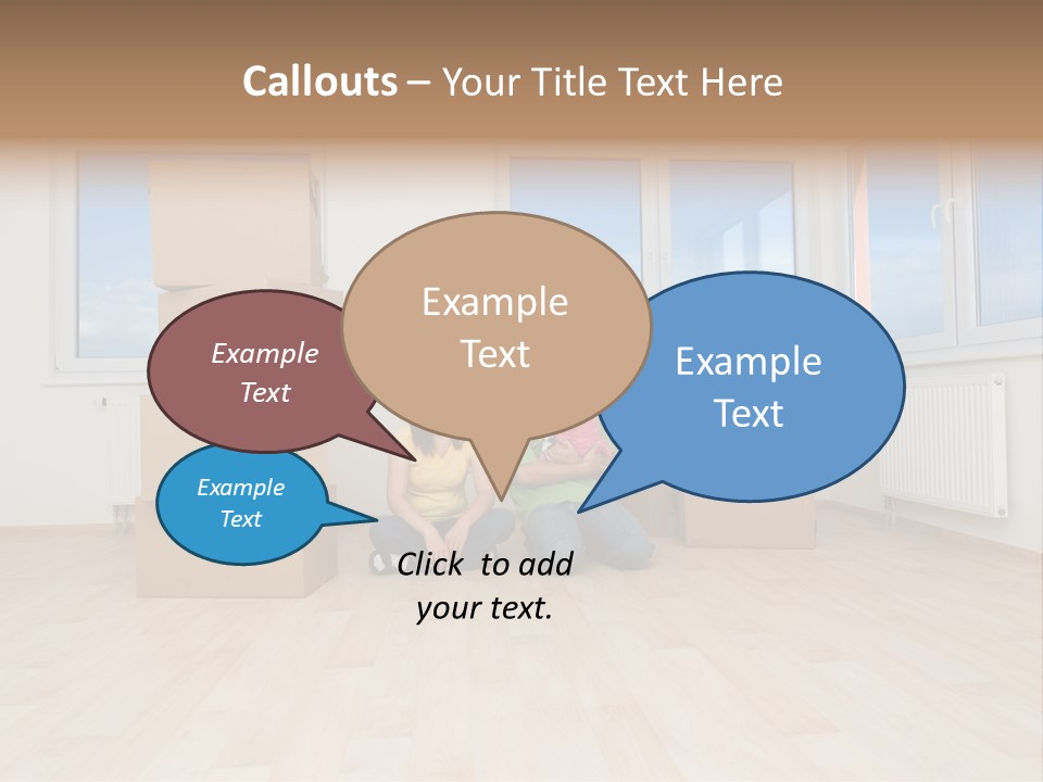 Family With Moving Boxes In New Home. PowerPoint Template