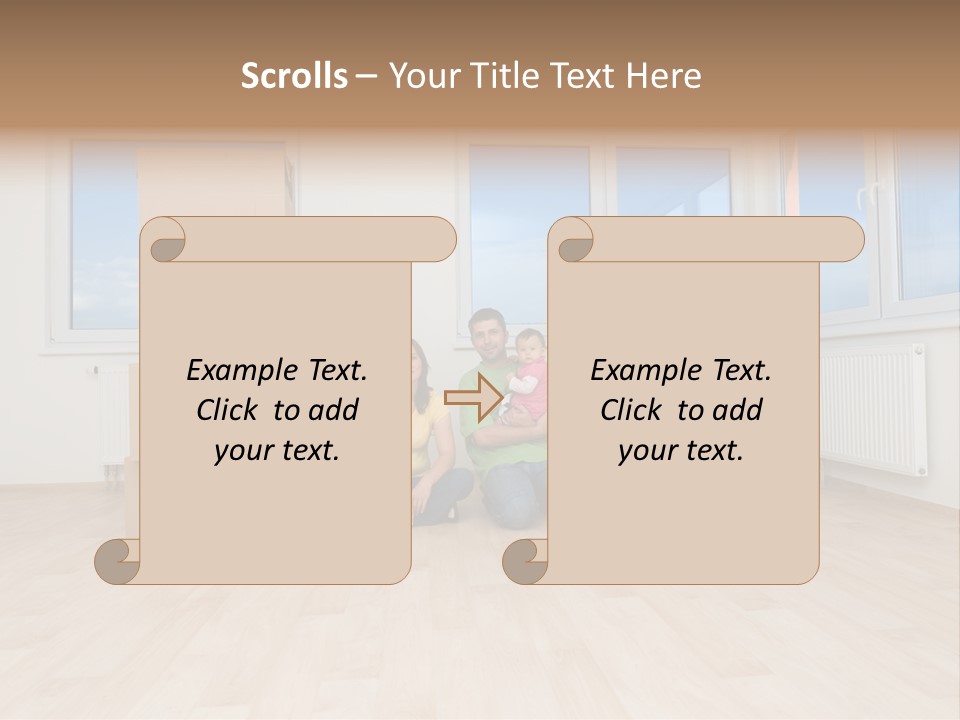 Family With Moving Boxes In New Home. PowerPoint Template