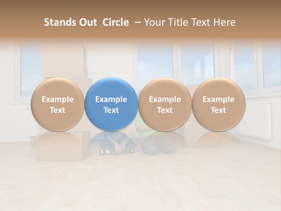 Family With Moving Boxes In New Home. PowerPoint Template