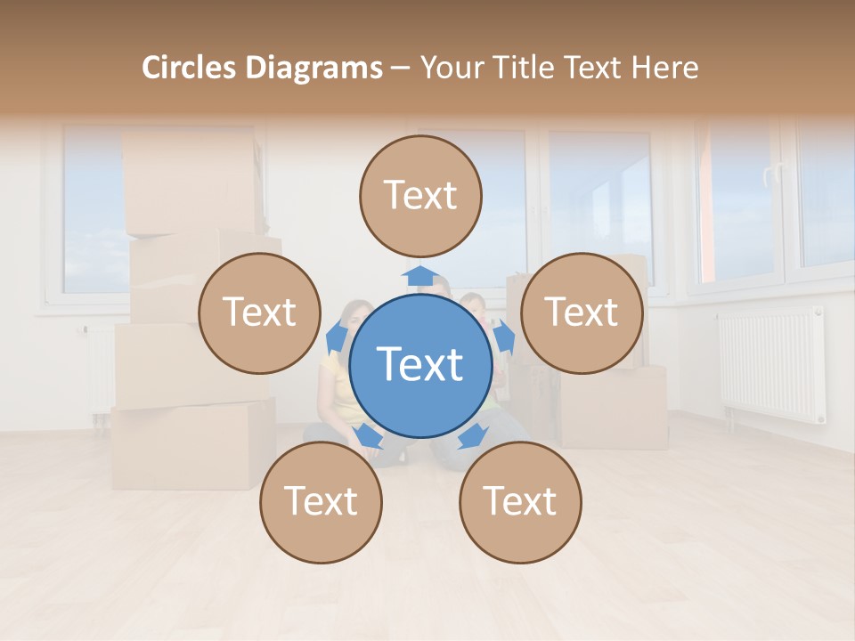 Family With Moving Boxes In New Home. PowerPoint Template