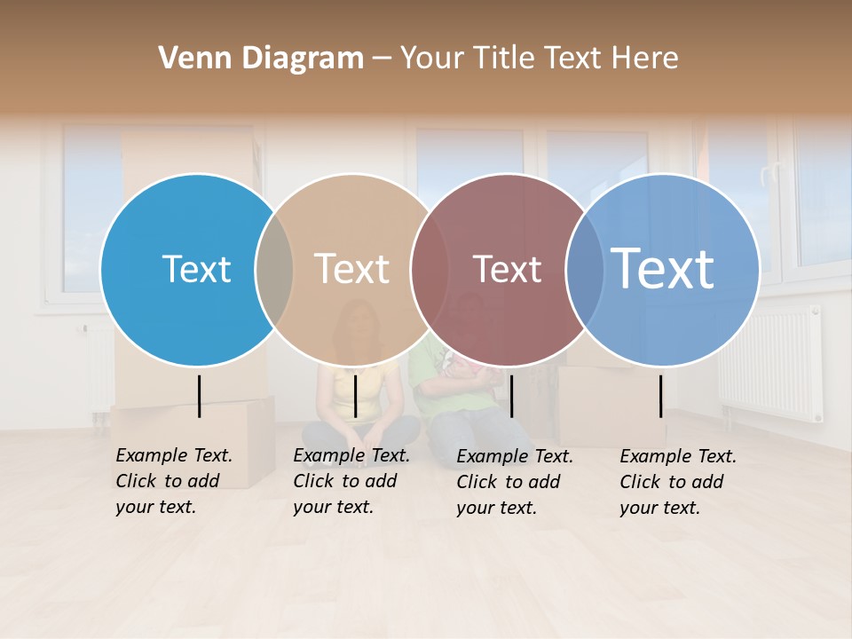 Family With Moving Boxes In New Home. PowerPoint Template