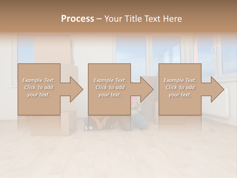 Family With Moving Boxes In New Home. PowerPoint Template
