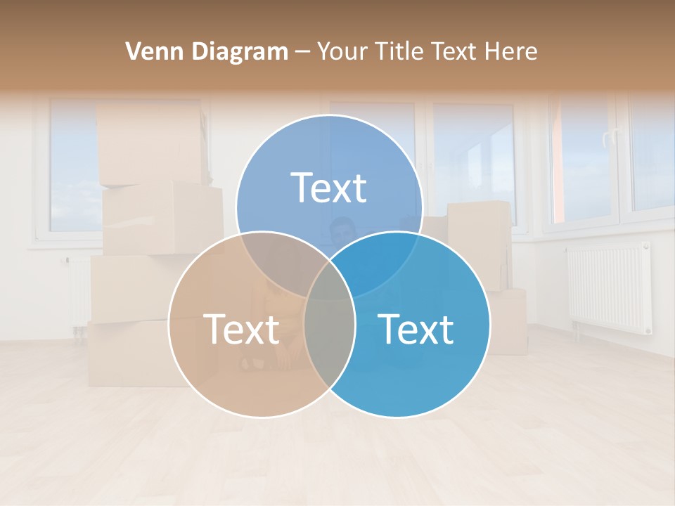 Family With Moving Boxes In New Home. PowerPoint Template