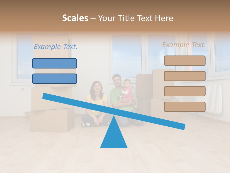 Family With Moving Boxes In New Home. PowerPoint Template