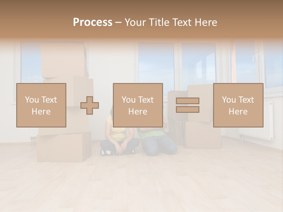 Family With Moving Boxes In New Home. PowerPoint Template