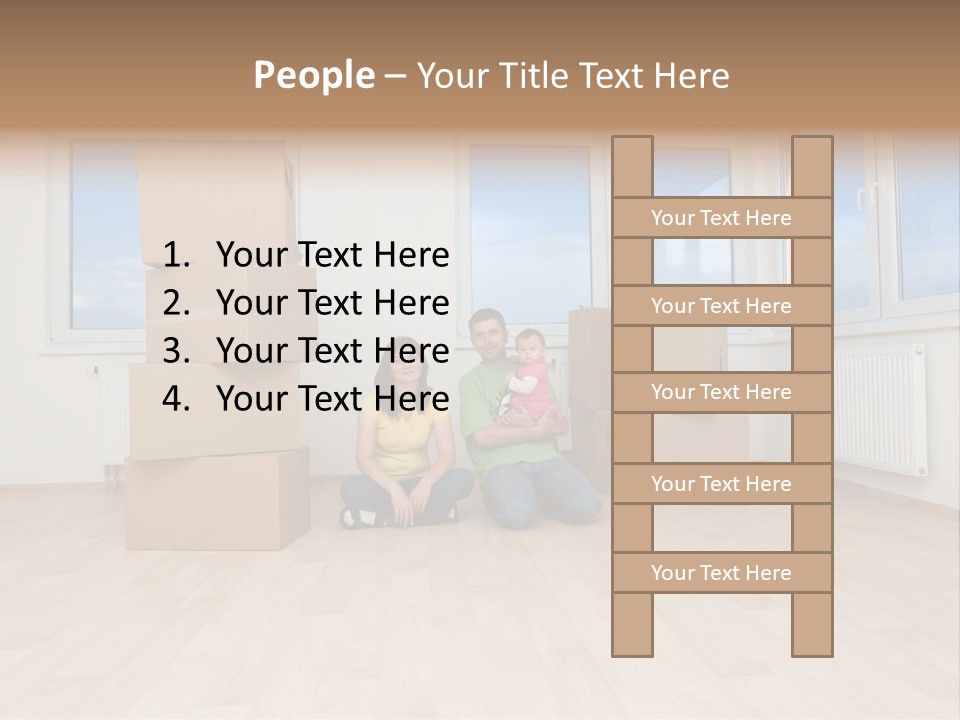 Family With Moving Boxes In New Home. PowerPoint Template