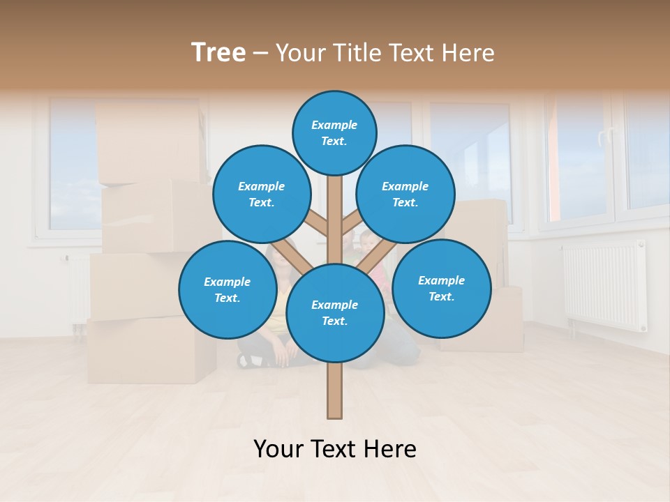 Family With Moving Boxes In New Home. PowerPoint Template