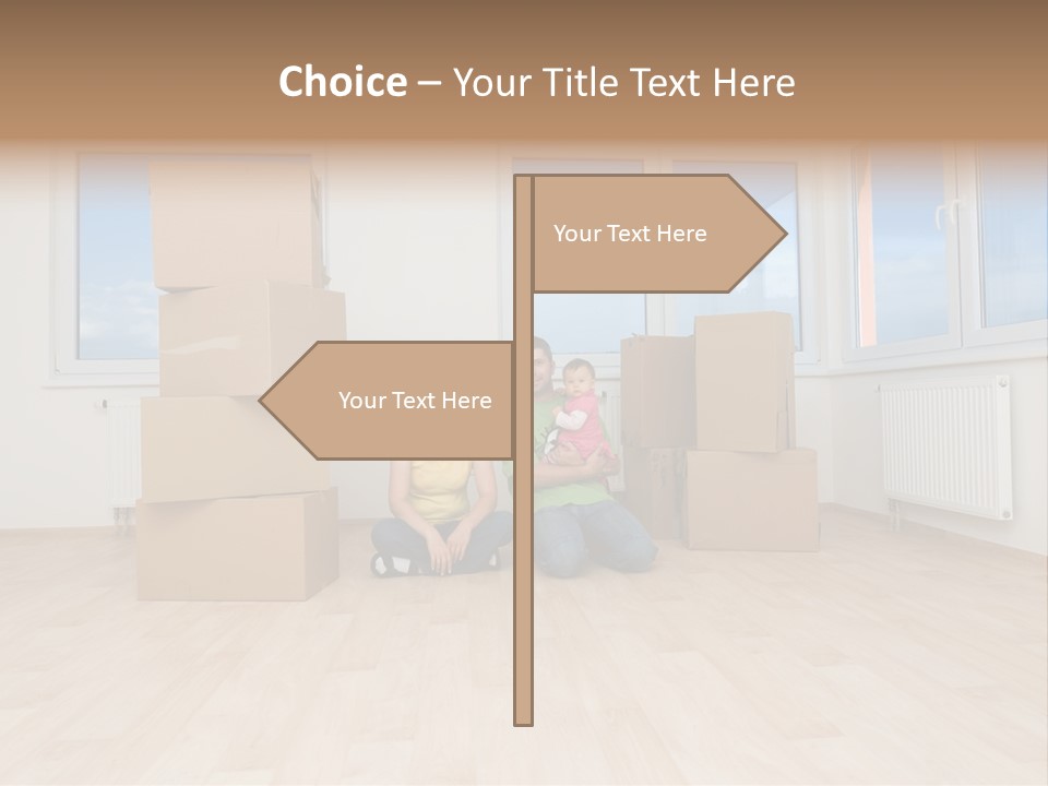 Family With Moving Boxes In New Home. PowerPoint Template