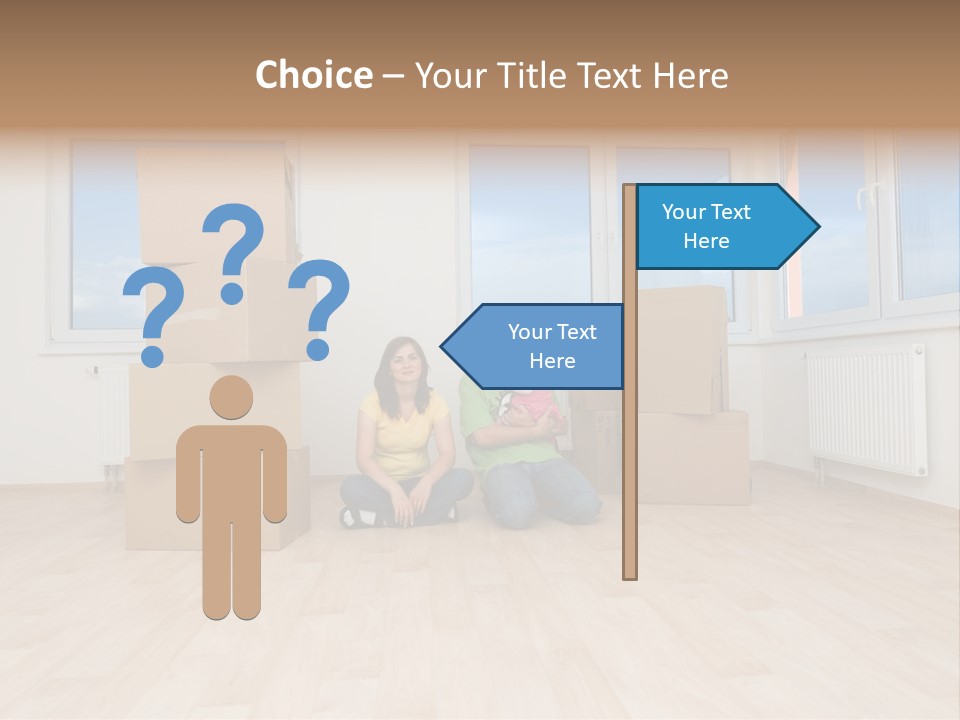 Family With Moving Boxes In New Home. PowerPoint Template