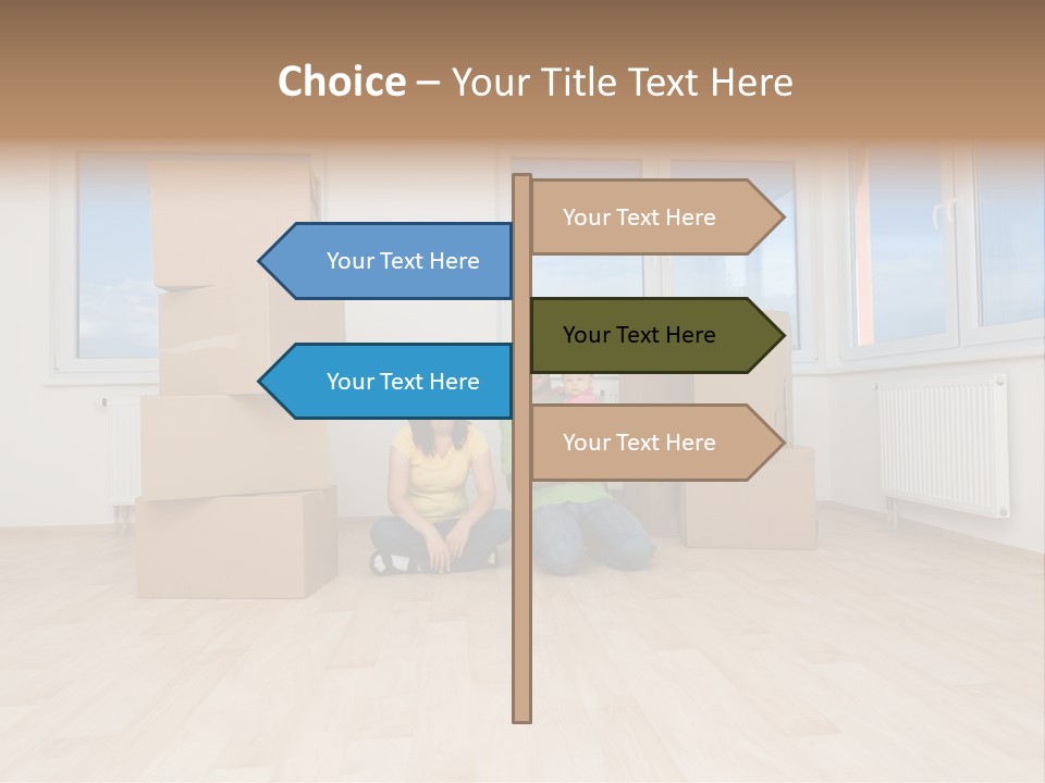 Family With Moving Boxes In New Home. PowerPoint Template