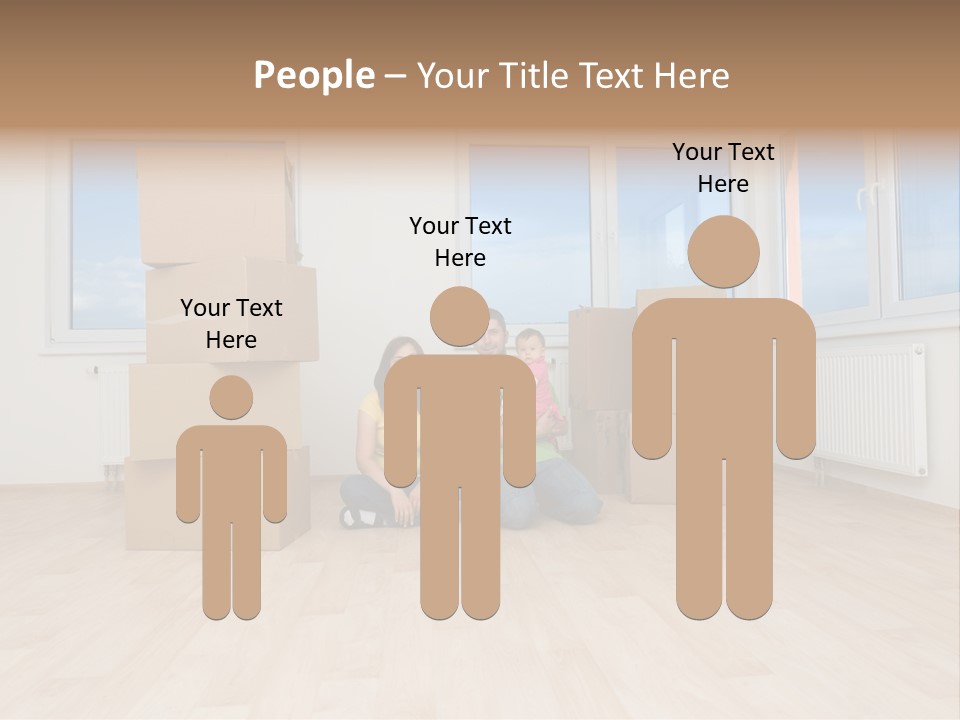 Family With Moving Boxes In New Home. PowerPoint Template
