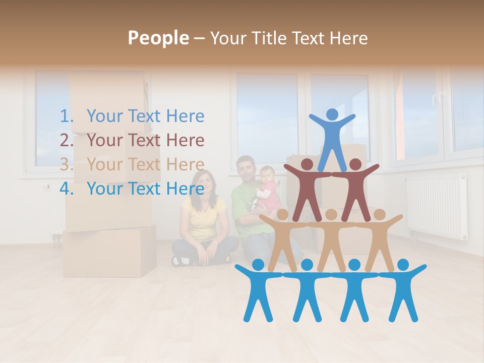 Family With Moving Boxes In New Home. PowerPoint Template