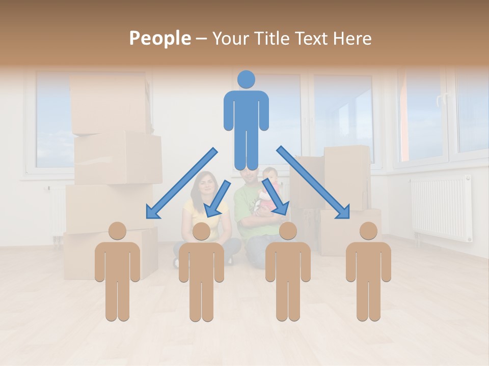 Family With Moving Boxes In New Home. PowerPoint Template