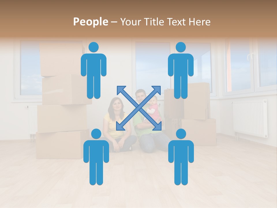 Family With Moving Boxes In New Home. PowerPoint Template