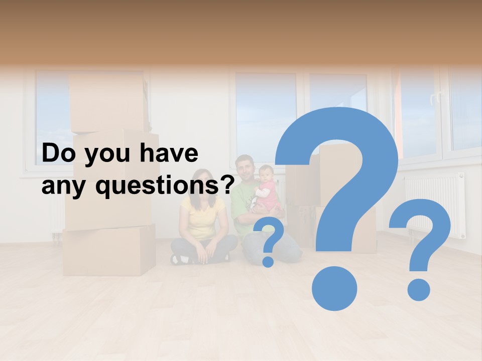 Family With Moving Boxes In New Home. PowerPoint Template