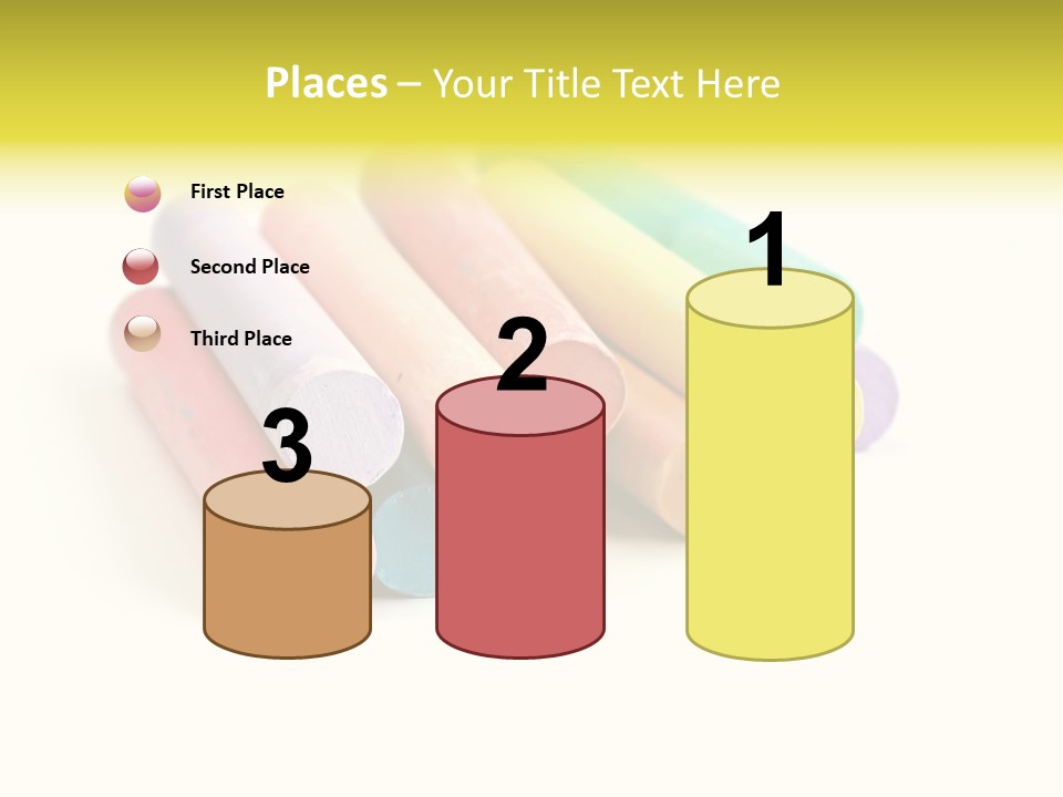 Sticks Of Pastel Colored Chalk, Isolated On White With Natural Shadow. PowerPoint Template