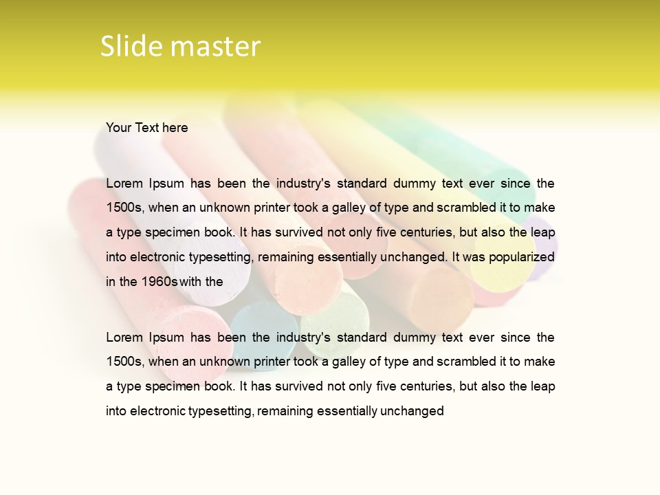 Sticks Of Pastel Colored Chalk, Isolated On White With Natural Shadow. PowerPoint Template