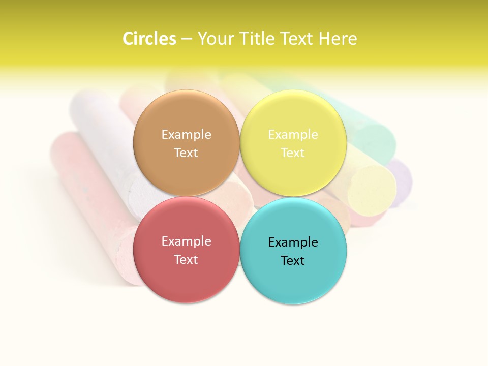 Sticks Of Pastel Colored Chalk, Isolated On White With Natural Shadow. PowerPoint Template