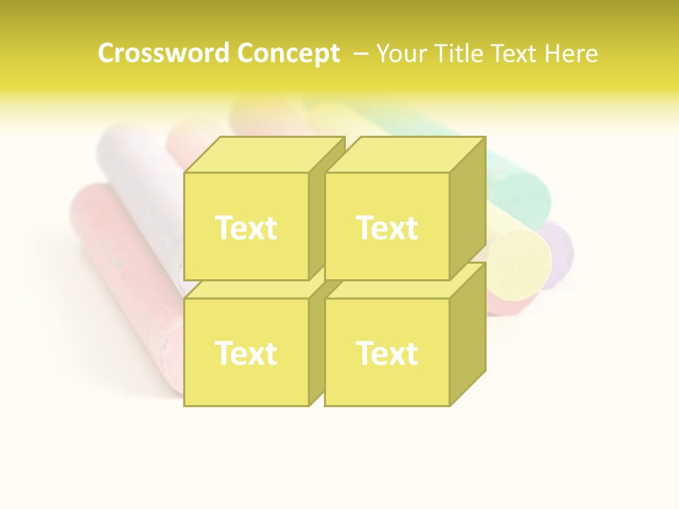 Sticks Of Pastel Colored Chalk, Isolated On White With Natural Shadow. PowerPoint Template