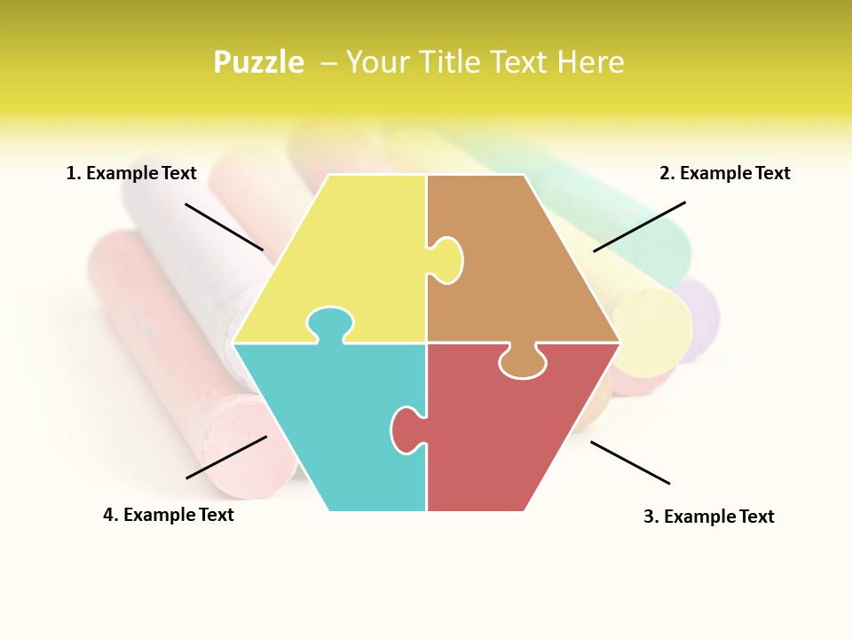 Sticks Of Pastel Colored Chalk, Isolated On White With Natural Shadow. PowerPoint Template