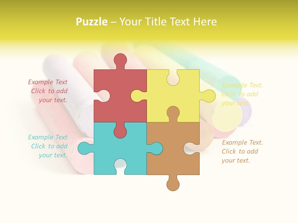 Sticks Of Pastel Colored Chalk, Isolated On White With Natural Shadow. PowerPoint Template