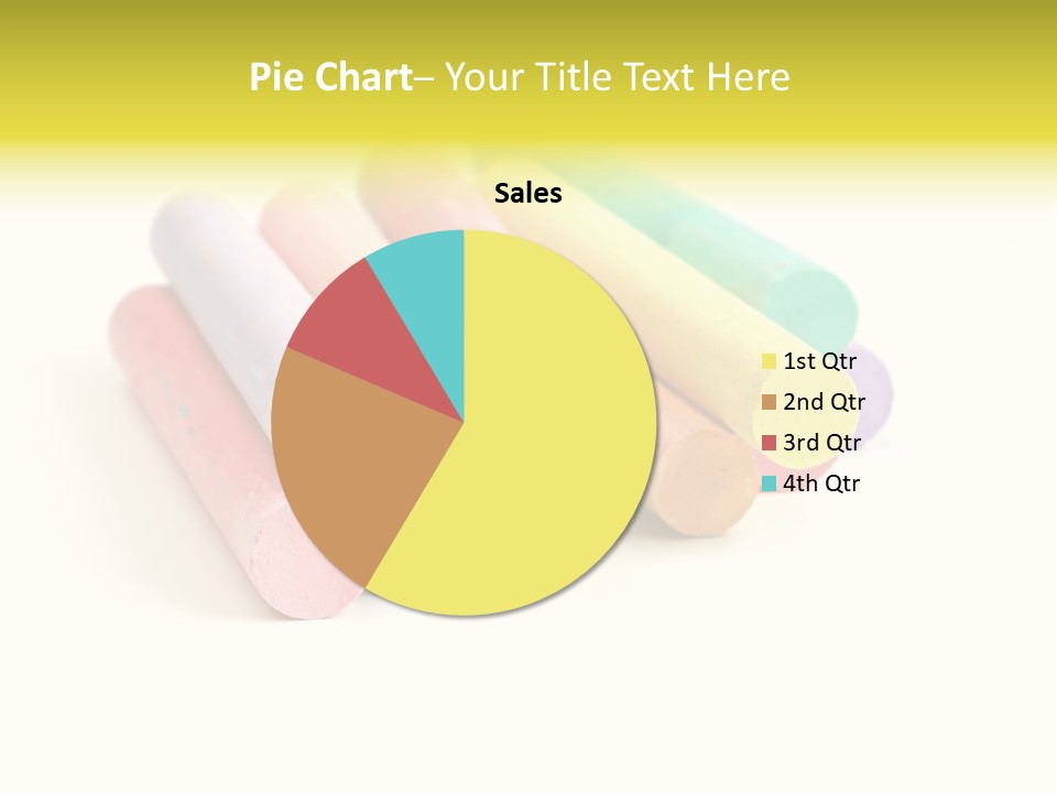 Sticks Of Pastel Colored Chalk, Isolated On White With Natural Shadow. PowerPoint Template