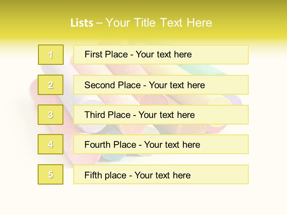 Sticks Of Pastel Colored Chalk, Isolated On White With Natural Shadow. PowerPoint Template