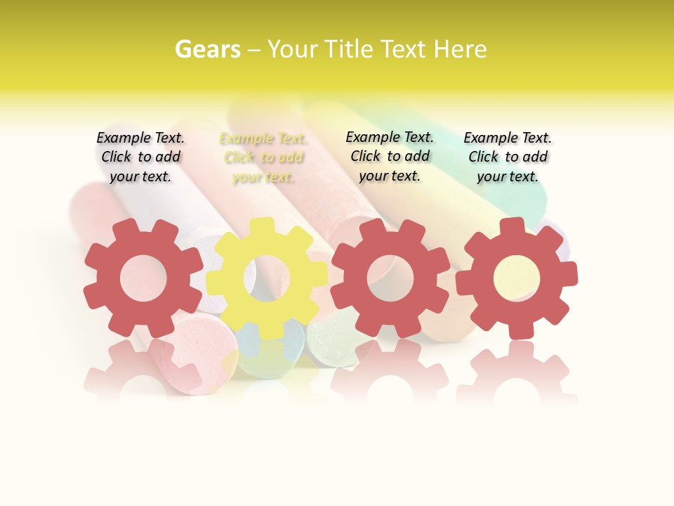 Sticks Of Pastel Colored Chalk, Isolated On White With Natural Shadow. PowerPoint Template