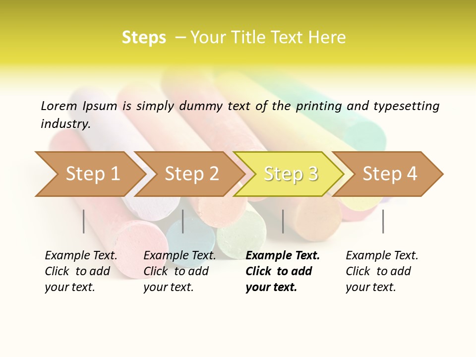 Sticks Of Pastel Colored Chalk, Isolated On White With Natural Shadow. PowerPoint Template