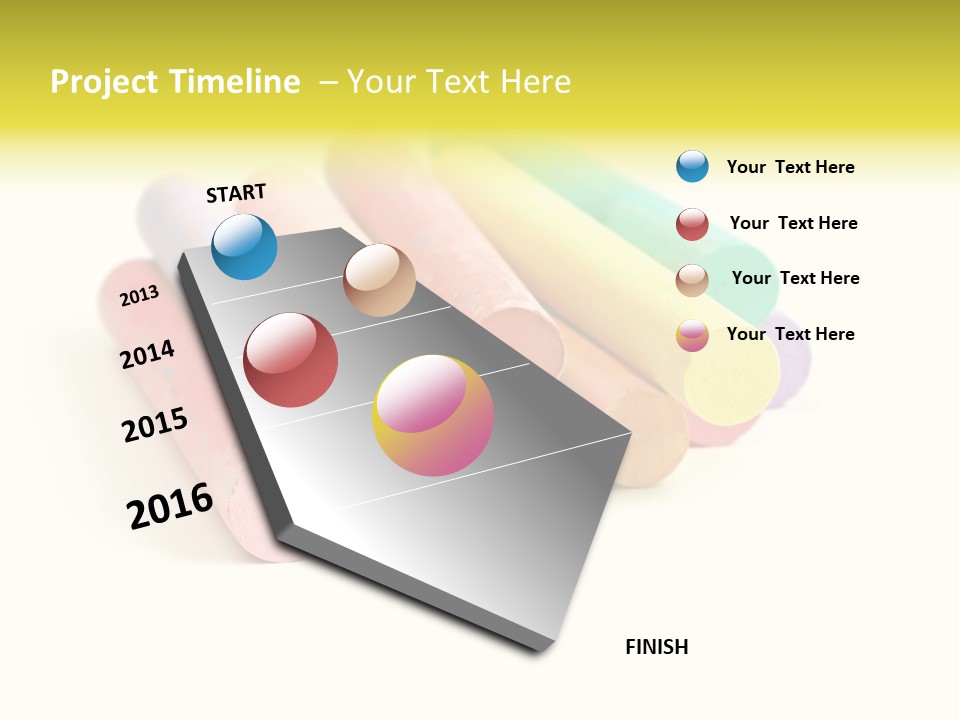 Sticks Of Pastel Colored Chalk, Isolated On White With Natural Shadow. PowerPoint Template