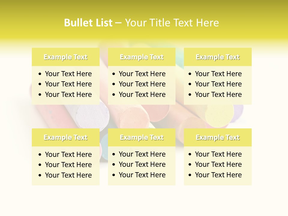 Sticks Of Pastel Colored Chalk, Isolated On White With Natural Shadow. PowerPoint Template