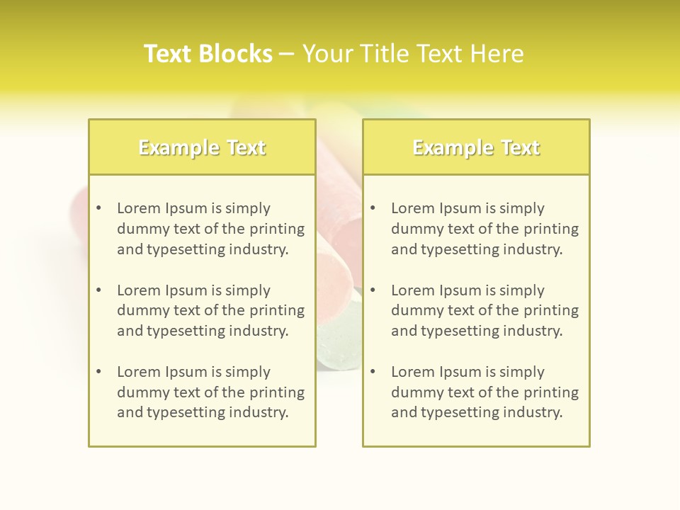 Sticks Of Pastel Colored Chalk, Isolated On White With Natural Shadow. PowerPoint Template
