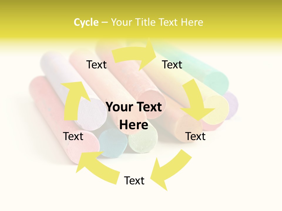 Sticks Of Pastel Colored Chalk, Isolated On White With Natural Shadow. PowerPoint Template