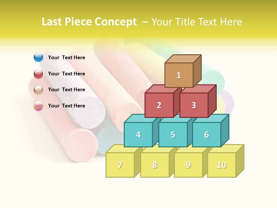 Sticks Of Pastel Colored Chalk, Isolated On White With Natural Shadow. PowerPoint Template