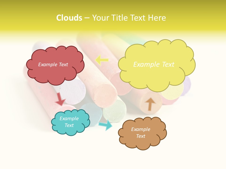 Sticks Of Pastel Colored Chalk, Isolated On White With Natural Shadow. PowerPoint Template