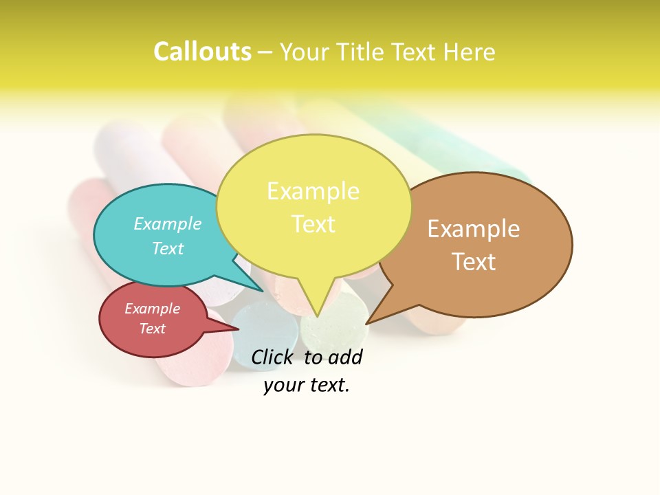 Sticks Of Pastel Colored Chalk, Isolated On White With Natural Shadow. PowerPoint Template