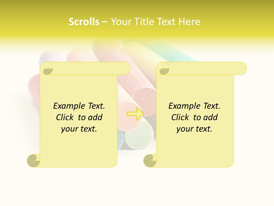 Sticks Of Pastel Colored Chalk, Isolated On White With Natural Shadow. PowerPoint Template