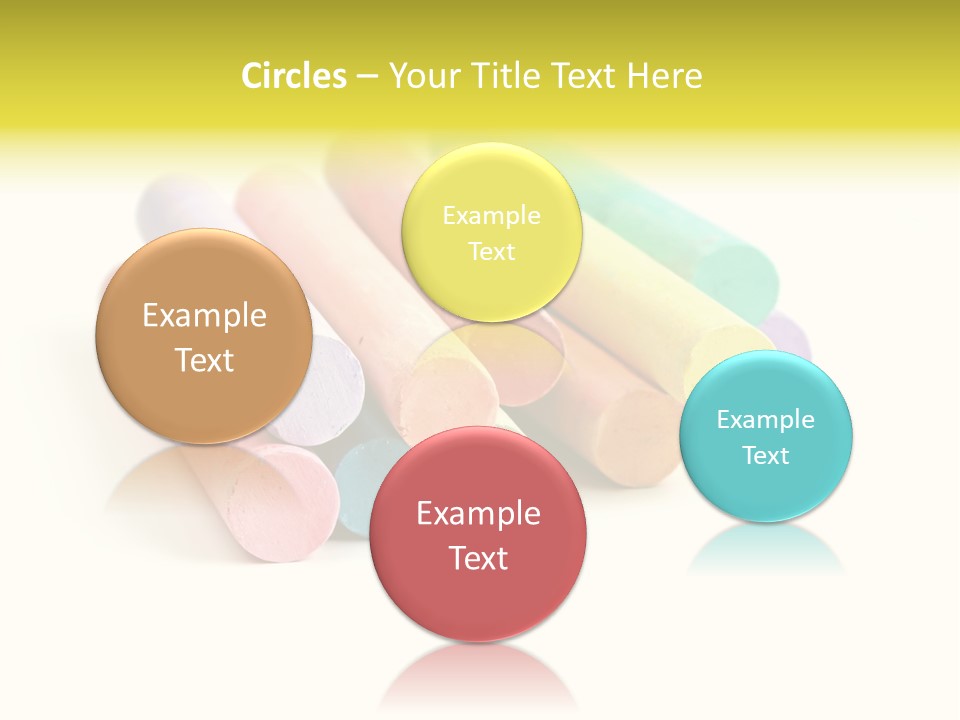 Sticks Of Pastel Colored Chalk, Isolated On White With Natural Shadow. PowerPoint Template