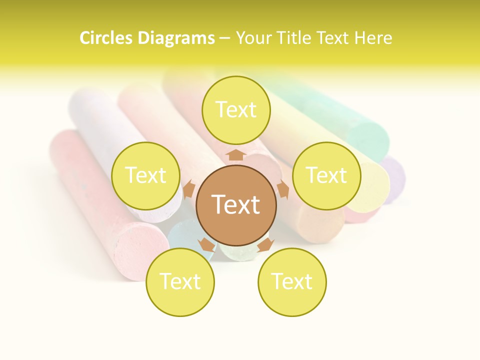 Sticks Of Pastel Colored Chalk, Isolated On White With Natural Shadow. PowerPoint Template