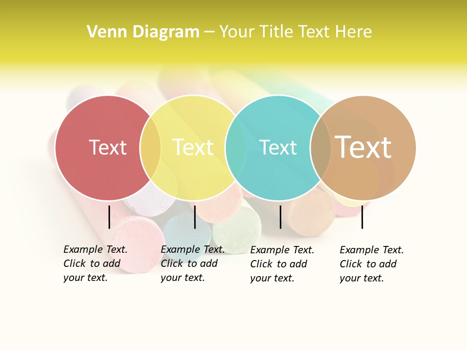 Sticks Of Pastel Colored Chalk, Isolated On White With Natural Shadow. PowerPoint Template