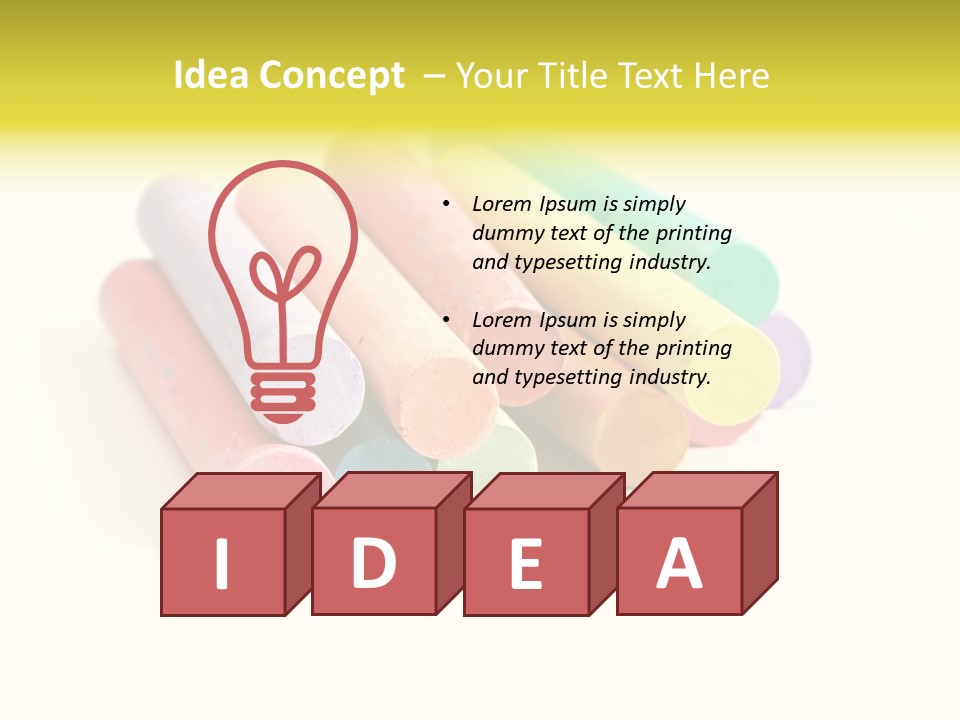 Sticks Of Pastel Colored Chalk, Isolated On White With Natural Shadow. PowerPoint Template