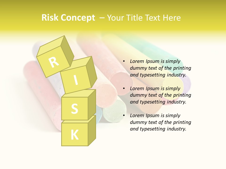 Sticks Of Pastel Colored Chalk, Isolated On White With Natural Shadow. PowerPoint Template