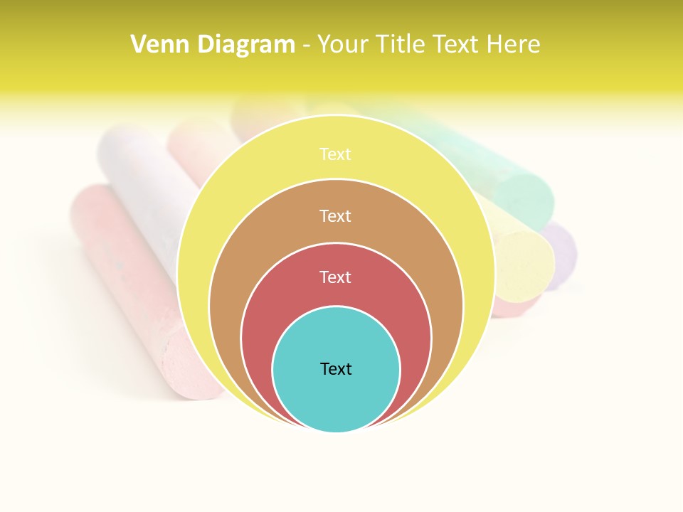 Sticks Of Pastel Colored Chalk, Isolated On White With Natural Shadow. PowerPoint Template