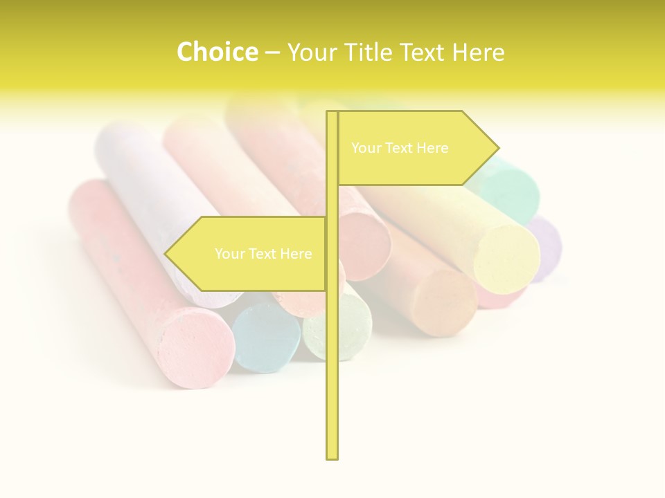 Sticks Of Pastel Colored Chalk, Isolated On White With Natural Shadow. PowerPoint Template