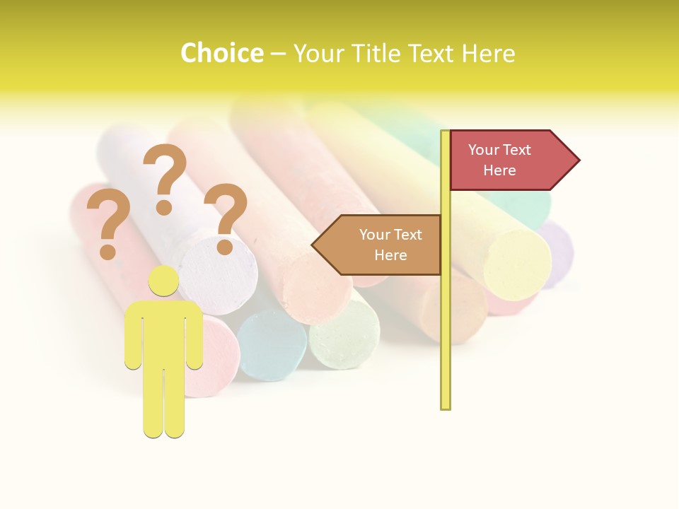 Sticks Of Pastel Colored Chalk, Isolated On White With Natural Shadow. PowerPoint Template