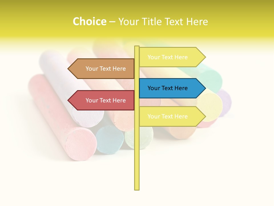 Sticks Of Pastel Colored Chalk, Isolated On White With Natural Shadow. PowerPoint Template