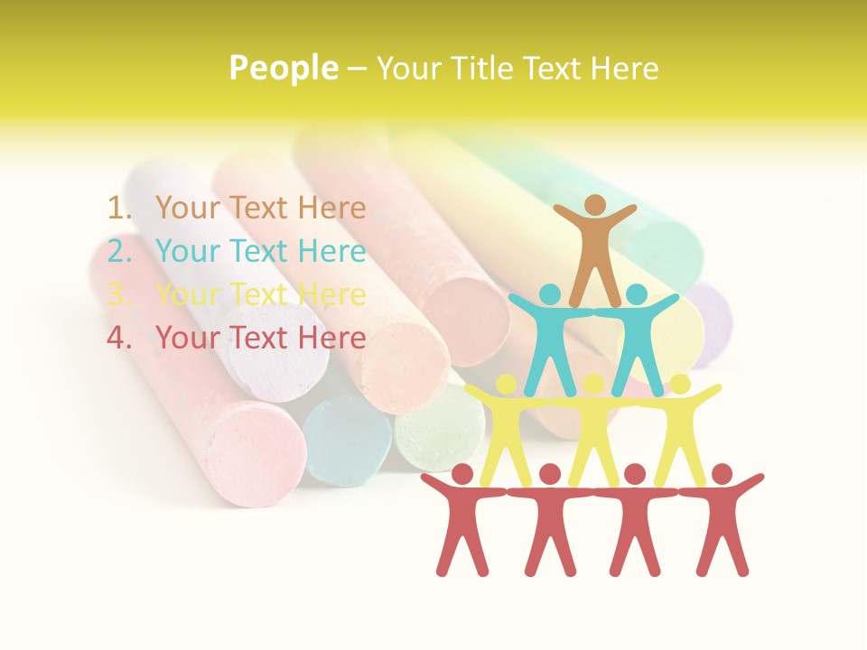 Sticks Of Pastel Colored Chalk, Isolated On White With Natural Shadow. PowerPoint Template