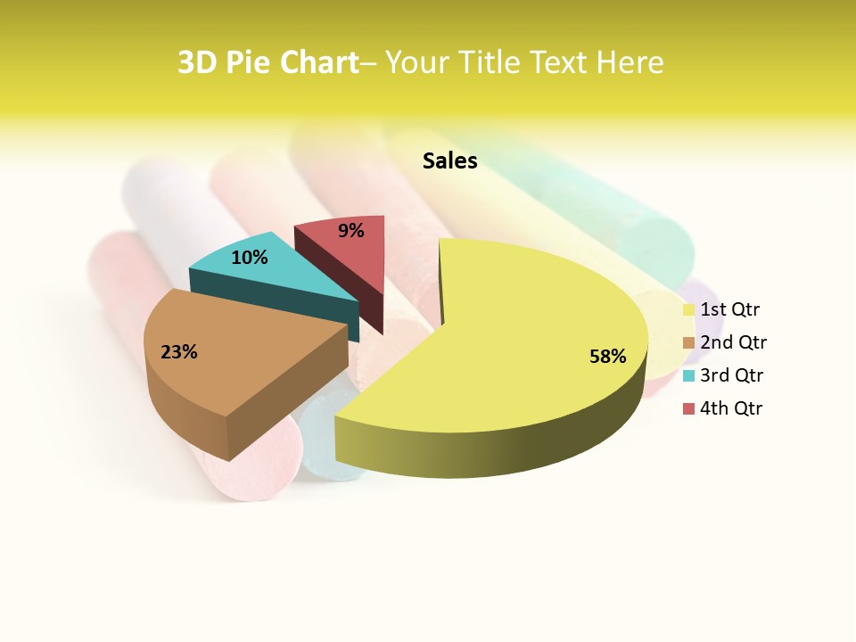 Sticks Of Pastel Colored Chalk, Isolated On White With Natural Shadow. PowerPoint Template