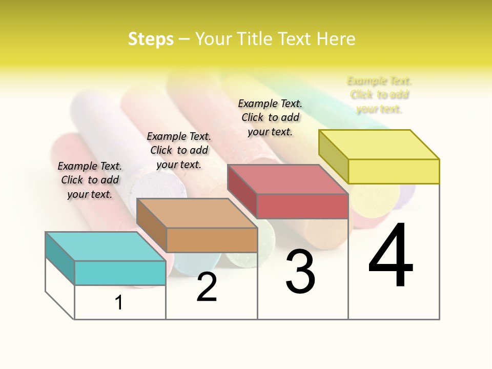 Sticks Of Pastel Colored Chalk, Isolated On White With Natural Shadow. PowerPoint Template