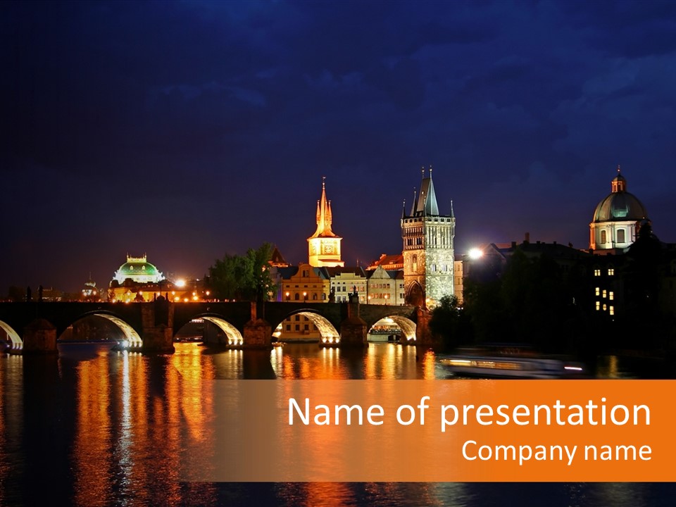 Prague, Czech At Night PowerPoint Template